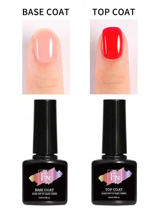 Set de bata y bata base con Top de gel sin frotar de 7ml, remojo, larga duración y brillo, esmalte de Gel VU para jabón para salones