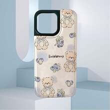 Blueberry Bear Wallet-Style Mobile Phone Case Designed With Cute Teddy Bears And Blueberries Suitable For IPhone 16e 16 15 14 Plus 13 12 11 Pro Max SE 2022 7 8 Plus X XR XS Max Wallet-Style Mobile Phone Case With Card Slot Holder And Double Magnetic Buckle Durable Protective Cover - Coffee Brown - View 2