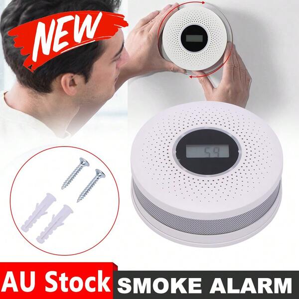 Carbon Monoxide Detector No Plug Needed - Essential Home Safety Monitor For Kitchens & Warehouses Combination Smoke Detector Sound-Light Alarm Loud Sound Flash LED Light Alert