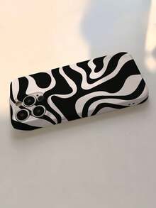Minimalist Asymmetric Wave Ripples 1pc Artistic Color Block Asymmetrical Perforated Glossy Film Protective Hard Case Compatible With IPhone 11/12/13/14/15/16 Pro Max Waterproof Shockproof Anti-Fall Scratch Resistant Spring Gift Party,International Version, Not The Domestic Version - Multicolor - View 5