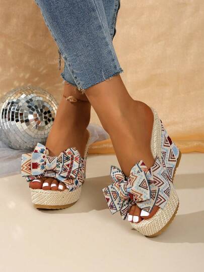 Sandálias femininas plataforma com fivela borboleta, estilo casual boêmio, salto alto, para o verão