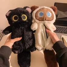 Back To School - Essential Gray Fluffy Kitten Pencil Case, High-Quality Cute Desktop Large Capacity Student Stationery Pouch - Multicolor - View 9