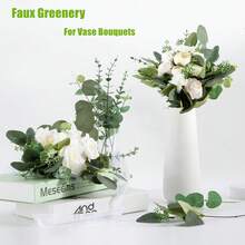 40pcs Mixed Artificial Eucalyptus Stems, Silver Eucalyptus Bunches, Fake Green Plant Branches For Wedding Bouquet, Floral Wall, Centerpiece Decor, Plastic Baby's Breath Fake Flower Bouquet