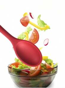 1pc, Integrated Silicone Kitchenware, Kitchen Cooking Spoon, Thick Spoon, Rice Spoon, Small Colander, Salad Spoon, Stirring Salad More Tableware, Kitchen Accessories, Kitchen Appliances, Kitchen Gadgets, Kitchen, Kitchen Stuff