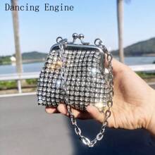 Dancing Engine حقيبة مسائية فاخرة مصممة مرصعة بالراين ستون، حقيبة يد مصنوعة يدويًا، حقيبة سهرة، حقيبة حفلات، حقيبة كتف صينية