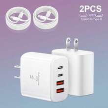 USB C 壁式充电器块，PD 电源适配器 +QC 3.0 多端口 C 型盒砖块 USB A 壁式插头适用于 16/15/14 Pro Max Plus 适合多人充电、多设备充电、家庭充电需求和办公桌手机充电器多端口