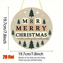 2D Flat Hanging Ornaments, 7.8x7.8 Inches Classic Christmas Pine Tree Badge Decoration - Snowflakes With "Merry Christmas" Text, No Electricity Required, Easy To Hang Holiday Decorations, Suitable For Home, Office, Cafe Interior, High Quality Printing, Seasonal Home Embellishment, 2D Flat Art - Multicolor - View 12