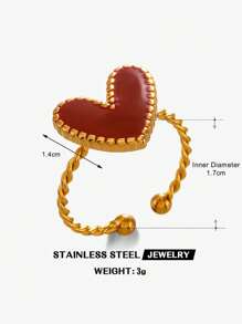 1 Stück minimalistische Edelstahl Herz-förmiger Ring in Schwarz, Rot, Weiß für Frauen, geeignet für den täglichen Gebrauch und Valentinstag