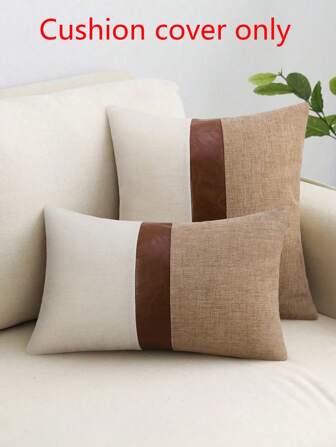 1 pièce Taie d'oreiller en lin de style campagnard, housse de coussin de canapé, sans remplissage