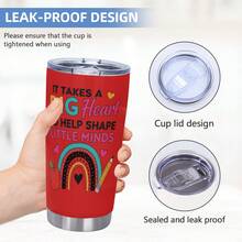 Teacher Tumbler - It Takes A Big Heart To Shape Little Minds, Inspirational Teacher Mugs, Teachers Appreciation Gifts Men Women - 20oz Teachers Appreciation Cup For Christmas Birthday Back To School, Best Gift - 紅色 - 查看 7
