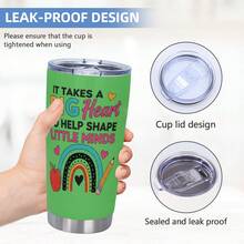 Teacher Tumbler - It Takes A Big Heart To Shape Little Minds, Inspirational Teacher Mugs, Teachers Appreciation Gifts Men Women - 20oz Teachers Appreciation Cup For Christmas Birthday Back To School, Best Gift - 軍綠色 - 查看 7