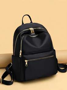 女士时尚纯色两用背包，多隔层耐用商务通勤背包，适合高中生和大学生的校园返校书包，休闲大容量户外旅行单肩包 - 彩色 - 查看 1