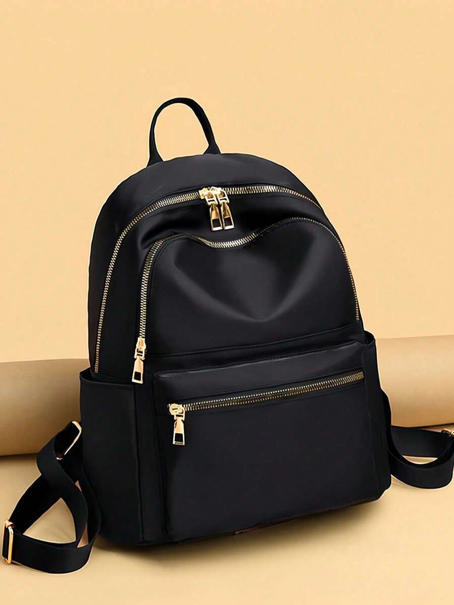 女士时尚纯色两用背包，多隔层耐用商务通勤背包，适合高中生和大学生的校园返校书包，休闲大容量户外旅行单肩包 - 彩色 - 查看 1