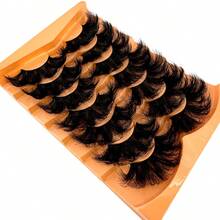 7 Pairs Mixed False Eyelashes Set, Looking Natural Faux Mink Lashes Include Cat Eye, Fluffy 3D Mink, Striped Styles - màu đen - Xem 5
