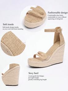 厚底防水坡跟罗马凉鞋