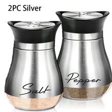 2 Pieces/3 Pieces(Including Storage Rack) Set Of Salt And Pepper Shaker Bottles, Seasoning Bottles, Glass Spice Jars, Kitchen Tools, Camping Barbecue, RV Travel Cute Spice Bottles,School Supplies