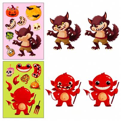 6pcs/12pcs Cute Ghost Halloween Sticker Pack - Crafts, Scrapbooking, Party Favors | Pumpkin, Bat, Ghost Candy | DIY Magazine Decoration, #Halloween Party #Crafts #DIY Gifts