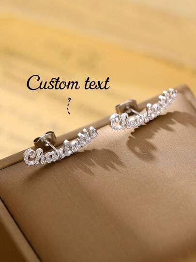 Customized Name Earrings For Women, Classic Stainless Steel Gold Cursive Letter Arched Earrings, Bohemian Style Summer Earrings, Personalized Pendants, Birthday Jewelry, Anniversary Gifts, Gifts For Wives/Lovers, Christmas Gifts, Everyday Wear.