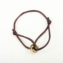 1 Pieza Brazalete de acero inoxidable ajustable hecho a mano con 3 círculos huecos, joya minimalista unisex como regalo para parejas
