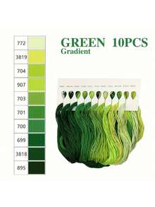 Un set de hilo bordado degradado, en total 10 colores, 100 piezas de cada uno con una longitud de 119,89 cm. Hilo de bordado de colores de alta calidad, hilo de poliéster para punto de cruz, hilo de coser DIY, línea de artesanía a mano, hilo bordado a mano, paquete de arte de hilos de coser, un hebra de 6 hebras - Multicolor - Ver 3