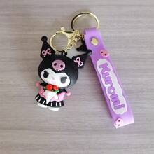Sanrio 1pc Sanrio Kuromi Silicone Keychain Pendant, Cartoon Cute Bag Keychain Pendant Small Gift,