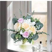 40pcs Mixed Artificial Eucalyptus Stems, Silver Eucalyptus Bunches, Fake Green Plant Branches For Wedding Bouquet, Floral Wall, Centerpiece Decor, Plastic Baby's Breath Fake Flower Bouquet