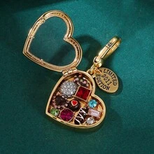 1 件奢华方晶锆石心形小盒吊坠项链，优雅的日常佩戴礼物，适合女性，适合情人节 - 可打開巧克力心型盒吊墜 - 查看 3