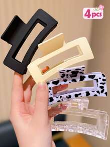 4pcs/Set Stylish Square Hair Clips, Multi-Color Fashion Hair Accessories Gifts Suitable For Cute Girls, Fit For All Occasions