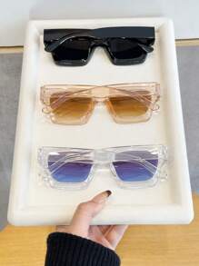 3/5 Stücke Herren Mehrfarbige Kunststoff Quadratische Vollrahmen Tönung Linsen Shades Basics Elegante Basic Lässig Allround Brillen Kombination für Vacay Vibes, Business, Alltag Mode Accessoires Preppy Stil für den Schulanfang