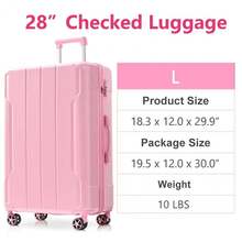 MERAX Hardshell Luggage, Lightweight Durable ABS Suitcases With Double Wheels, Expandable 28-Inch Checked Luggage 28" (Single Luggage) - 淺粉色 - 查看 2