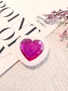 1pc Heart-Shape Gemstone Finger Ring Mobile Phone Stand, Slouchy Person's Must-Have Device Holder, Sturdy Adhesive Mount, Attach On Phone, Anti-Drop & Shake Resistant