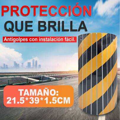 Protetor de canto refletivo flexível, protetor de para-choque flexível, protetor de coluna redonda refletivo, protetor de canto refletivo largo, faixa de  flexível, design vermelho/branco ou preto/amarelo, protetor de canto de para-choque, fácil de instalar, ideal para estacionamentos e indústrias, tamanho 21,5 x 39 x 1,5 cm