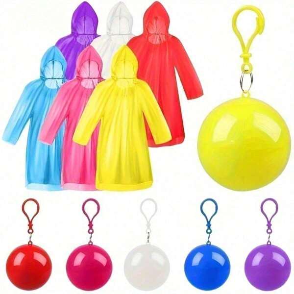 4pcs/Set Adult Emergency Raincoat, With Keychain Pouch, Suitable For Outdoor Cycling, Hiking, Outdoor Sports And Amusement Parks, Essential For Rainy Days (Random Colors)