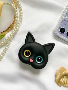 3D Cute Cat Phone Folding Stand, Adhesive Grip Holder Mount, Universal ABS Foldable Stand For Stable Handheld And Hands-Free Use, Multi-Functional Extendable Mobile Phone Stand Compatible With IPhone, Android Phone, Gift For Birthday, Family, Friends Push-Pull Phone Grip, Phone Holder, Phone Accessories - Multicolor - View 7