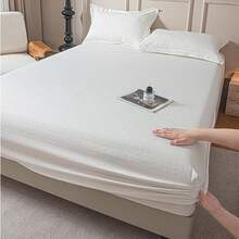 1 husă de protecție pentru saltea, prietenoasă cu pielea, cu design în carouri în relief, cu buzunar adânc, pentru utilizare în toate anotimpurile, moale și respirabilă, lavabilă la mașină, potrivită pentru dormitor, hotel, cadou pentru casă de vacanță