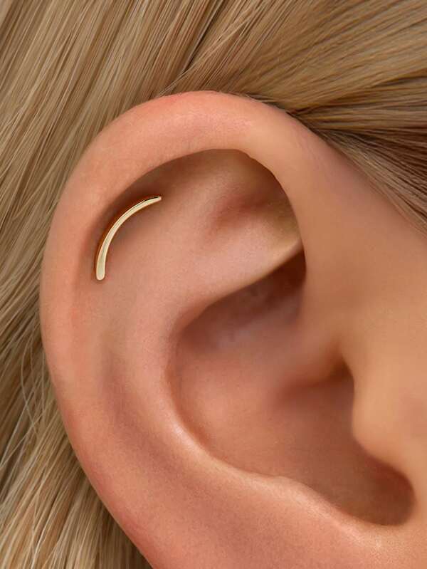 1pc Gold Tiny Internally Threaded Labret | 925 Sterling Silver Hypoallergenic Stud Earrings | Cartilage Helix Studflat | Back Labret Stud | For Women And Men Daily Wear