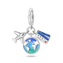 1 Stück 925 Sterling Silber DIY Anhänger, funkelnder diamantbesetzter Globus Charm: Beginne ein schönes Reisekapitel, Alltags- und Freizeitkleidung, Urlaubsgeschenke