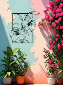 1 Stück elegante Lilien Blumen Metall Wandkunst, abstrakte Umriss Eisen Dekoration, vielseitig einsetzbar für Innen- und Außenbereich, geeignet als Einweihungsgeschenk, Feiertags-, Geburtstaggeschenk, Sammleritem, ideal für Gartenliebhaber, Büro, Wohnzimmer, Schlafzimmer, Terrasse, Küche, Landhausdekoration