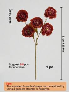 1/6件 1.74英尺人造花、人造植物、牡丹與玫瑰花、絲綢5頭蓮花仿長莖牡丹花，適用於婚禮派對、房間儀式裝飾、DIY花藝布置、人造植物、派對與節日裝飾 - 鏽棕色 - 查看 5