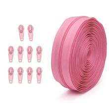 20种颜色，#3尼龙拉链，1套（177.16英寸/450厘米/5码拉链+10个配套拉链头），多种颜色可选，可剪裁成任意长度，适用于服装、家纺、箱包、玩偶 - 彩色 - 查看 20