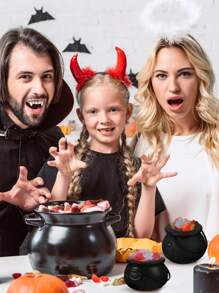 6 件万圣节黑色迷你女巫桶糖果桶带手柄糖果架 - 万圣节糖果碗，非常适合万圣节派对装饰、不给糖就捣蛋、节日派对用品