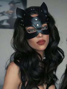 Accessoire de fête/de costume unisexe, masque harnais. Masque de chat sexy pour hommes, masque de style gothique en PU, accessoire de costume sexy pour hommes