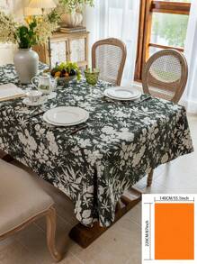 1 件美式乡村复古风格桌布，绿色花卉提花设计，长方形餐桌、茶几、电视柜罩，适合节日、派对、婚礼、家居和宿舍装饰 - 墨綠色 - 查看 18