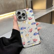 Funda para teléfono (1 unidad) con degradado de gasa multicolor, tecnología IMD Laser. Compatible con todas las series 16/15/14/13/12/11, 13/14 Pro/15 Plus/16 Pro. Incluye protector de lente. Diseño híbrido clásico a prueba de golpes. - Colores mixtos 1 - Ver 5