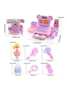 儿童角色扮演玩具超市收银机，角色扮演微型便利店收银台模型（需电池） - 彩色 - 查看 11