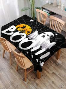 1 pezzo Tovaglia da tavola serie Ognissanti stampata, in poliestere rettangolare e rotonda, impermeabile, stampa digitale, adatta per soggiorno, uso domestico, tavolo da pranzo all'aperto, tavolo rotondo piccolo - Bianco e nero - Visualizzare 14