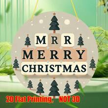 2D Flat Hanging Ornaments, 7.8x7.8 Inches Classic Christmas Pine Tree Badge Decoration - Snowflakes With "Merry Christmas" Text, No Electricity Required, Easy To Hang Holiday Decorations, Suitable For Home, Office, Cafe Interior, High Quality Printing, Seasonal Home Embellishment, 2D Flat Art - Multicolor - View 3
