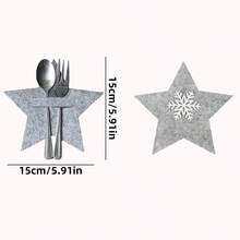 12 pezzi/24 pezzi Decorazioni per posate natalizie a forma di stella, set di decorazioni da tavola in feltro con fiocchi di neve per coltello, forchetta e cucchiaio, decorazioni natalizie