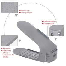 VA-Cerulean 10/30 Pieces Adjustable Shoe Rack PP White Shoe Stacking Rack Shoe Storage Rack Space Saving Two-Tier Shoe Organizer Non-Slip Shoe Cabinet [10/30 Pieces – Gray] - Grey - View 5