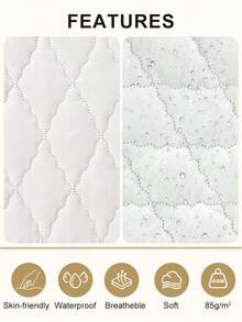 1pc Waterproof Fitted Sheet, Bedding, Stitch Fitted Sheet, Christmas Decorations, Halloween Decor, Fall Decor, Mattress Protector Topper Cover Quilted Waterproof Protective Cover, Deep Pockets For Breathability And Cool Mattress Pads, Perfect Bedroom Decoration - 白色 - 查看 5